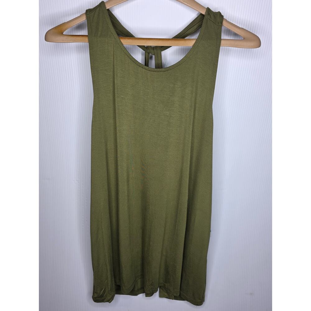 Market & Spruce L Olive Green Twist Back Tank Top Soft Sleeveless Casual NWT